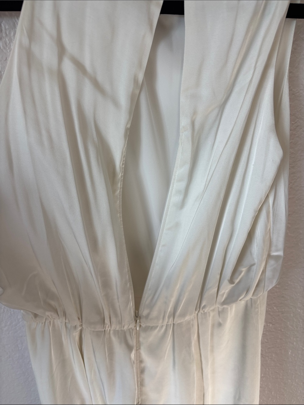 $120 NWT Abercrombie & Fitch high-neck Ivory Wide Pant Satin Jumpsuit - Picture 6 of 9